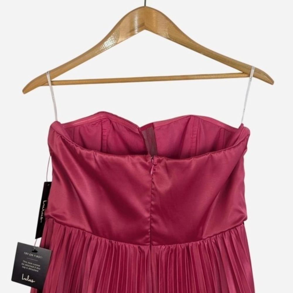 Lulus Just Like a Movie Magenta Strapless Pleated Midi Dress NWT Large - Picture 7 of 11